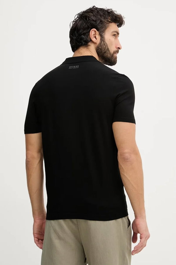 Guess Kısa Kollu Polo Yaka Erkek Triko T-shirt SIYAH