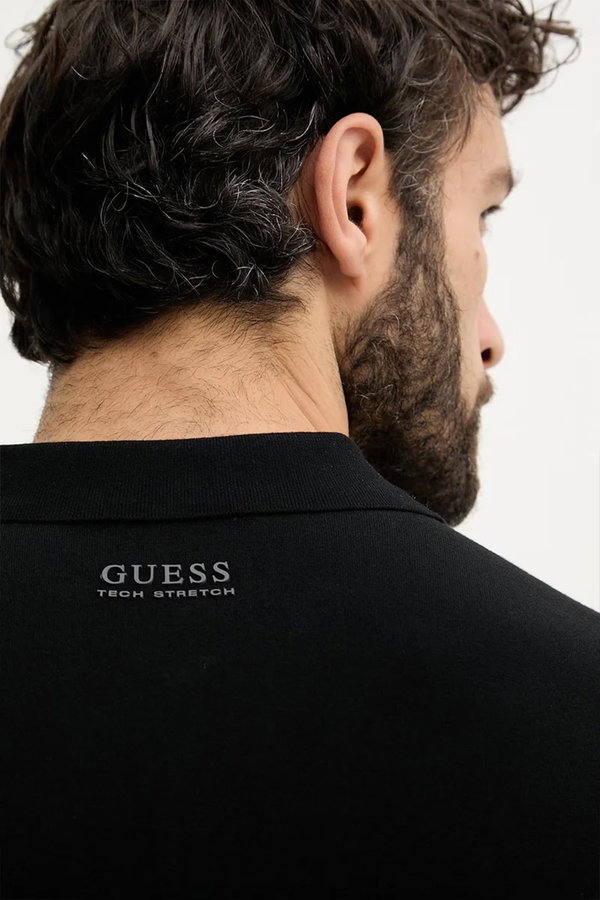 Guess Kısa Kollu Polo Yaka Erkek Triko T-shirt SIYAH