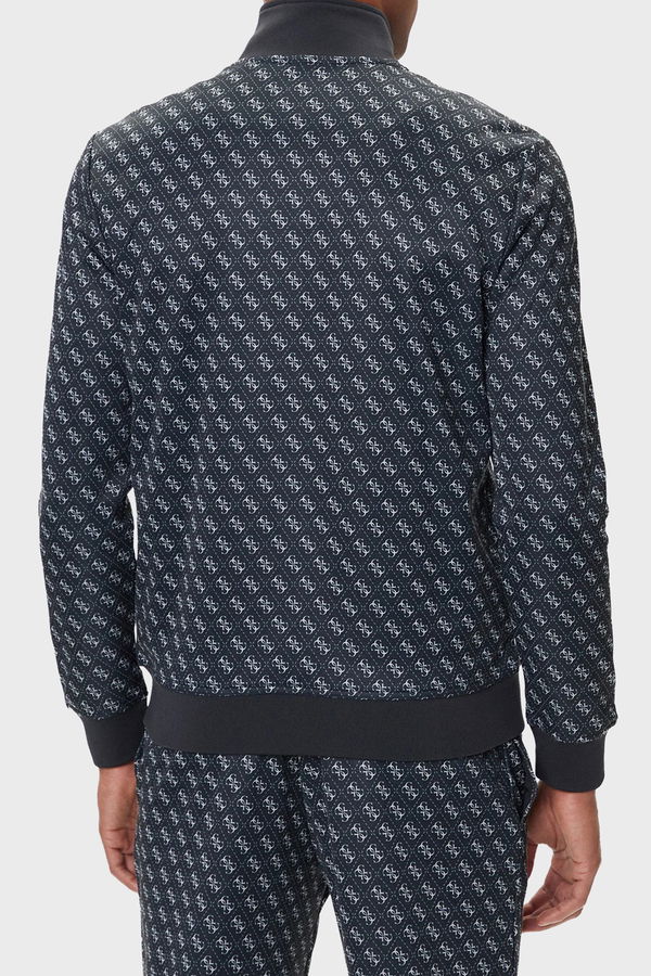 Guess Logolu Erkek Fermuarlı Sweatshirt SIYAH