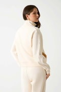 Guess Logolu Kadın Fermuarlı Sweatshirt EKRU