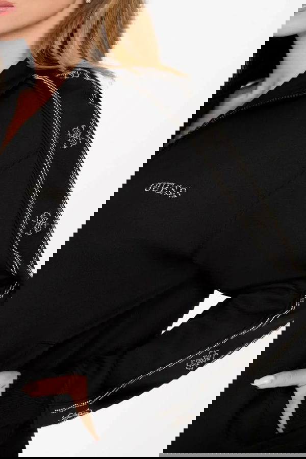 Guess Logolu Kadın Fermuarlı Sweatshirt SIYAH Guess Logolu Kadın Fermuarlı Sweatshirt SIYAH