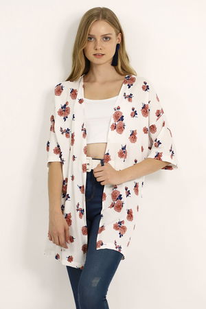 Gabria Gül Desenli Kimono