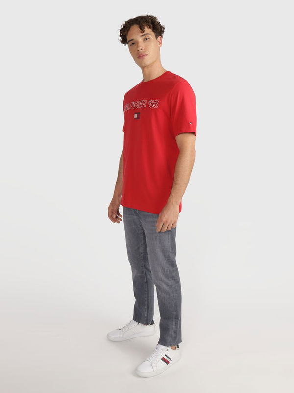 Tommy Hilfiger Baskılı Erkek T-shirt KIRMIZI