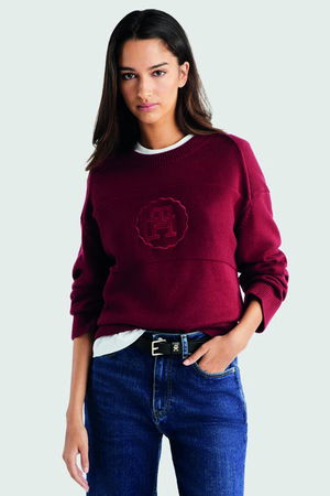 Tommy Hilfiger Bisiklet Yaka Triko Kazak KIRMIZI Tommy Hilfiger Bisiklet Yaka Triko Kazak KIRMIZI