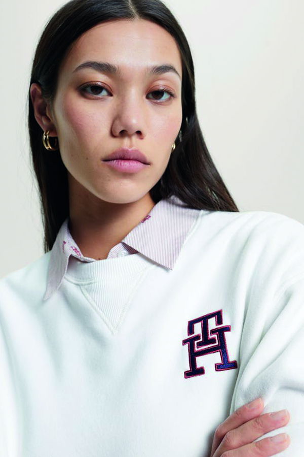 Tommy Hilfiger Bisiklet Yaka Sweat BEYAZ