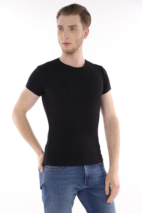 İnce Çizgili T-Shirt SIYAH İnce Çizgili T-Shirt SIYAH
