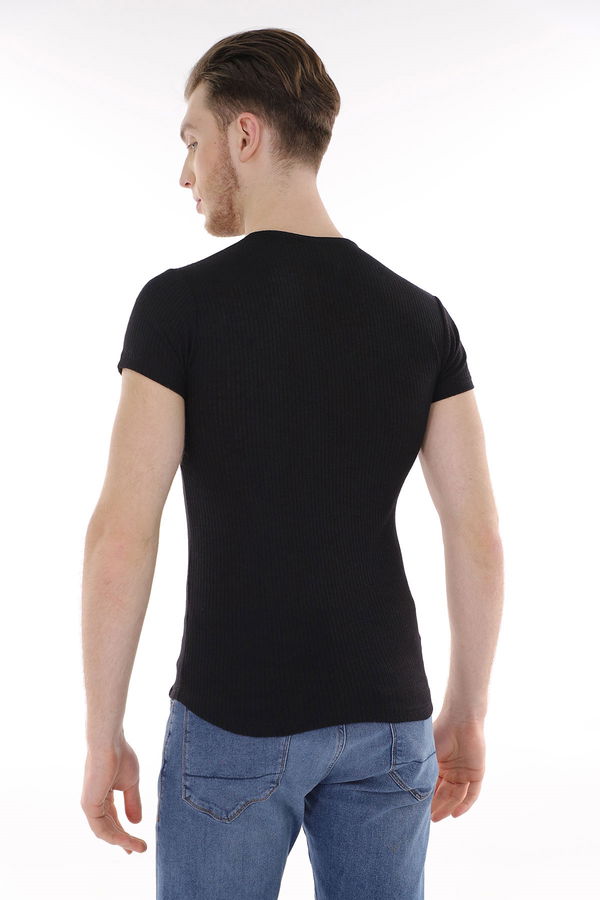 İnce Çizgili T-Shirt SIYAH İnce Çizgili T-Shirt SIYAH