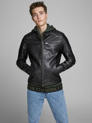Jack & Jones Erkek Siyah Deri Ceket Jack & Jones Erkek Siyah Deri Ceket
