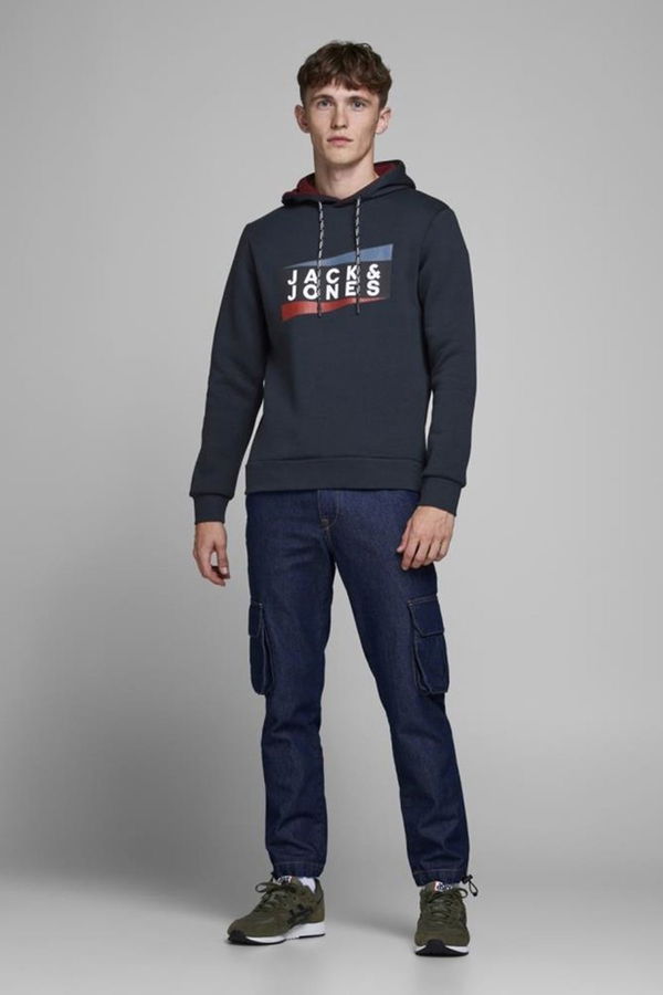 Jack & Jones Baskılı Kapüşonlu Sweat LACIVERT Jack & Jones Baskılı Kapüşonlu Sweat LACIVERT