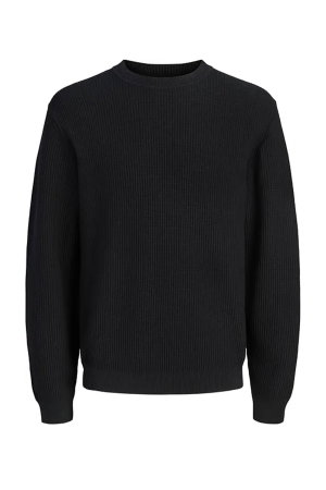 Jack & Jones Bisiklet Yaka Erkek Kazak SIYAH