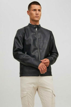 Jack & Jones Deri Görünümlü Ceket SİYAH Jack & Jones Deri Görünümlü Ceket SİYAH