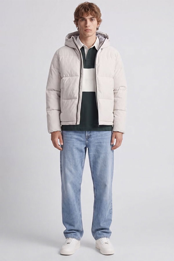 Jack & Jones Jjgalaxy Puffer Erkek Şişme Mont BEJ