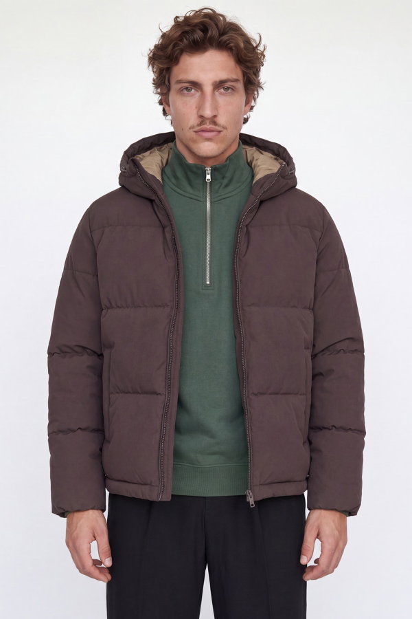 Jack & Jones Jjgalaxy Puffer Erkek Şişme Mont KAHVERENGI