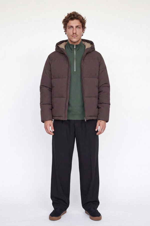 Jack & Jones Jjgalaxy Puffer Erkek Şişme Mont KAHVERENGI