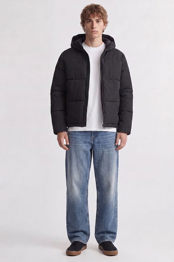 Jack & Jones Jjgalaxy Puffer Erkek Şişme Mont SIYAH