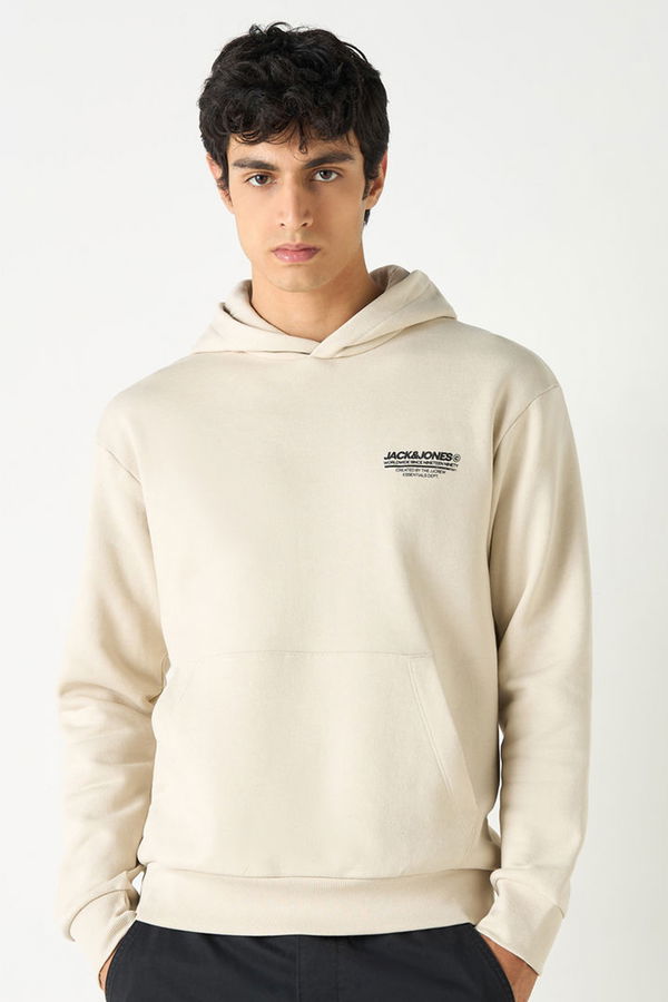 Jack & Jones Kapüşonlu Erkek Sweat BEJ