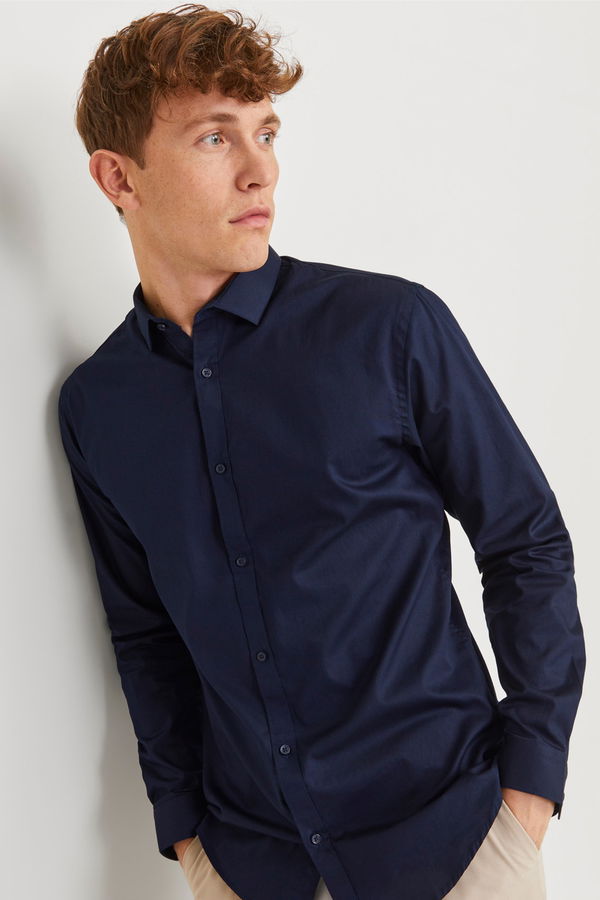 Jack & Jones Slim Fit Erkek Gömlek LACIVERT Jack & Jones Slim Fit Erkek Gömlek LACIVERT