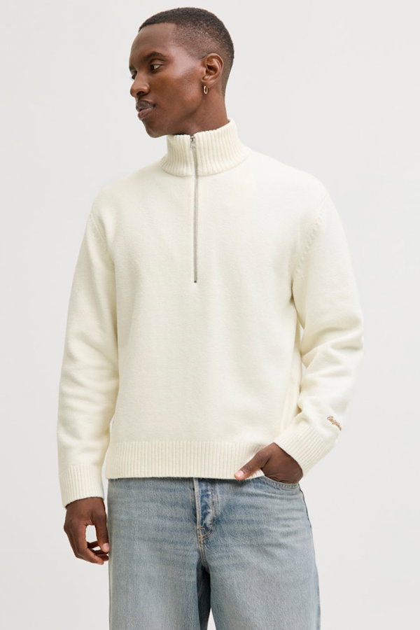 Jack & Jones Yarım Fermuarlı Erkek Kazak EKRU