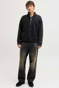 Jack & Jones Yarım Fermuarlı Erkek Kazak SIYAH