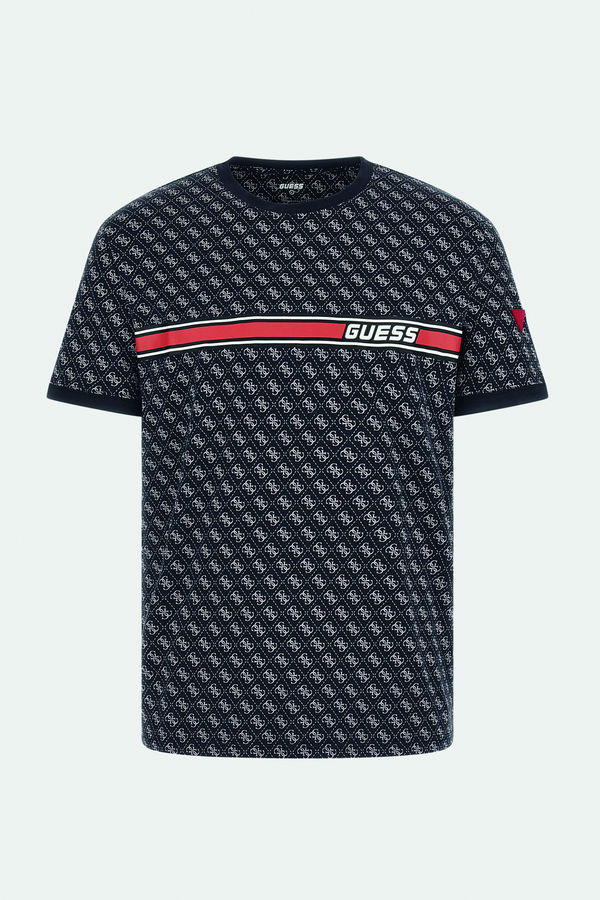 Guess Logo Baskılı Erkek T-shirt SIYAH