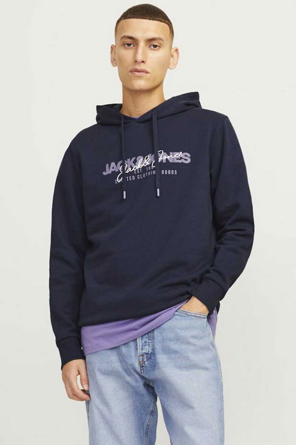 Jack & Jones Baskılı Erkek Sweat LACİVERT