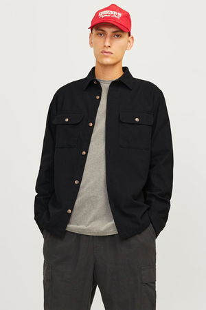 Jack & Jones Cepli Erkek Gömlek SİYAH Jack & Jones Cepli Erkek Gömlek SİYAH