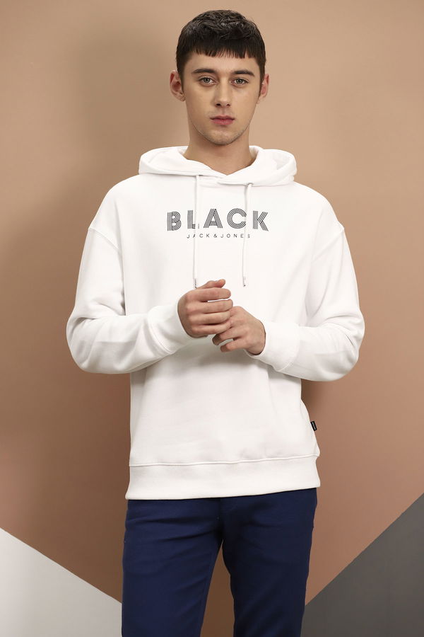 Jack & Jones Kapüşonlu Baskılı Sweat BEYAZ Jack & Jones Kapüşonlu Baskılı Sweat BEYAZ