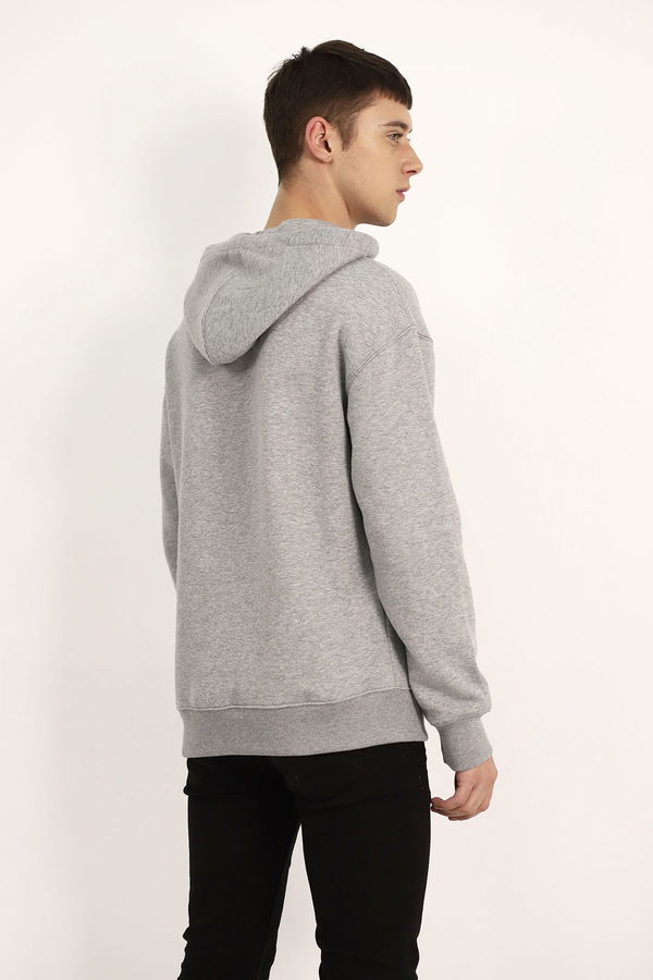 Jack & Jones Kapüşonlu Baskılı Sweat GRI MELANJ Jack & Jones Kapüşonlu Baskılı Sweat GRI MELANJ