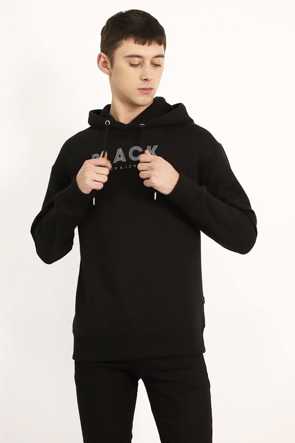 Jack & Jones Kapüşonlu Baskılı Sweat SIYAH Jack & Jones Kapüşonlu Baskılı Sweat SIYAH