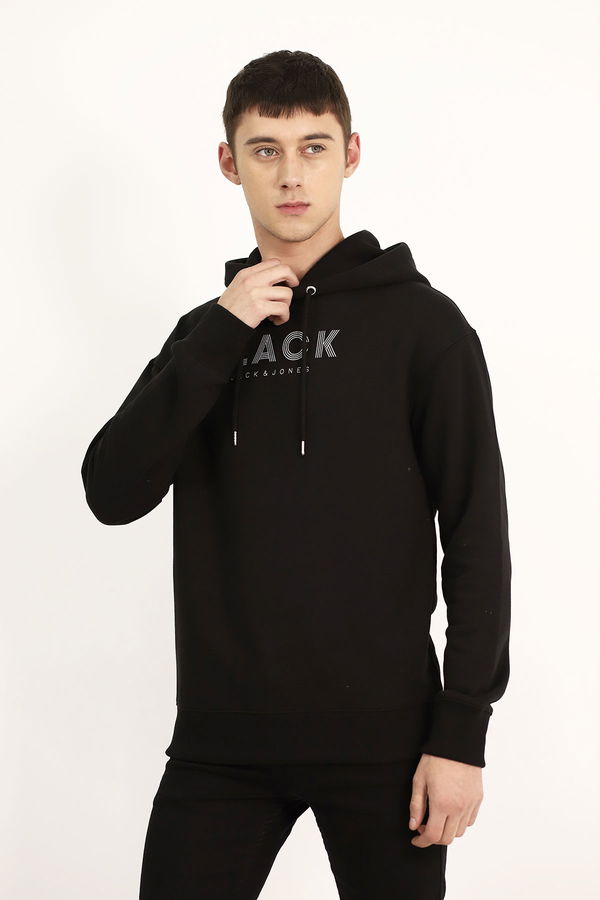 Jack & Jones Kapüşonlu Baskılı Sweat SIYAH Jack & Jones Kapüşonlu Baskılı Sweat SIYAH