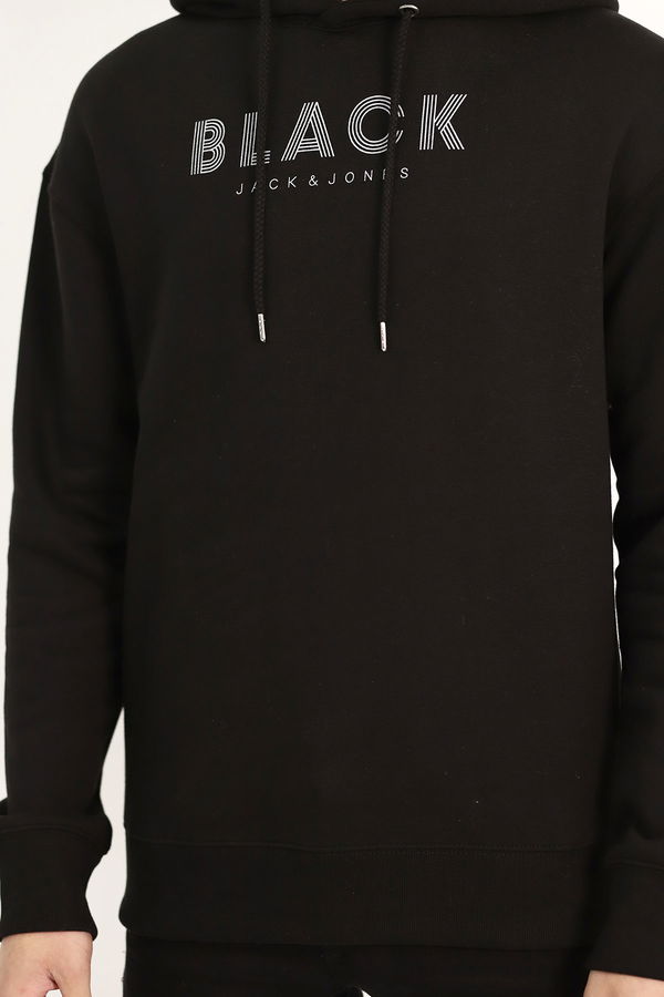Jack & Jones Kapüşonlu Baskılı Sweat SIYAH Jack & Jones Kapüşonlu Baskılı Sweat SIYAH