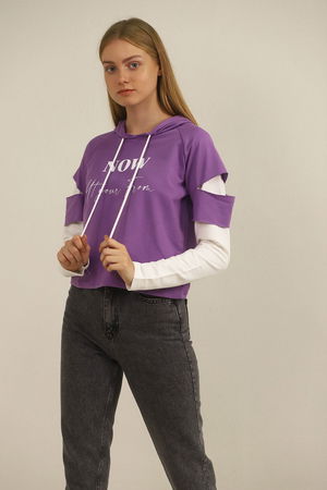 Gabria Kapşonlu Desenli Sweat