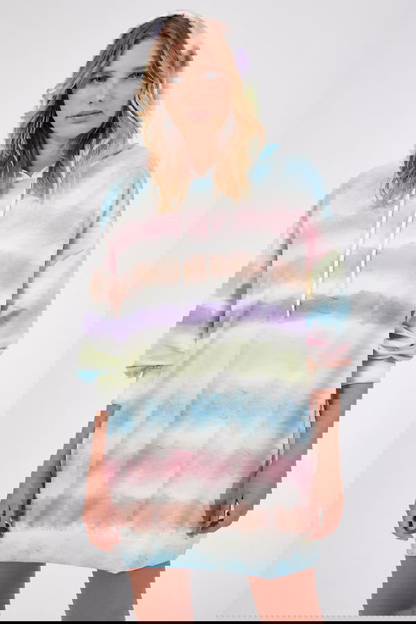 Kapşonlu Desenli Sweat RENKLİ Kapşonlu Desenli Sweat RENKLİ