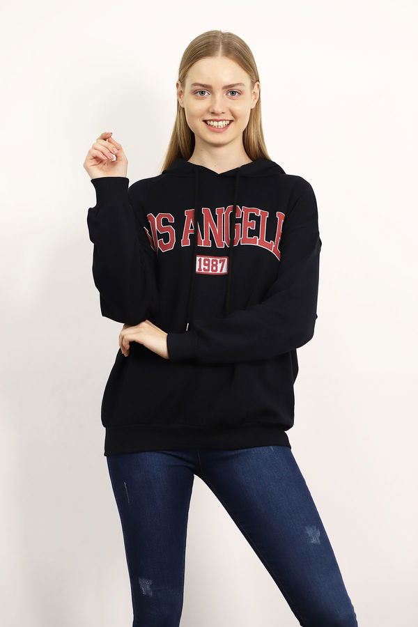 Kapüşonlu Los Angeles Baskılı Sweat SIYAH Kapüşonlu Los Angeles Baskılı Sweat SIYAH