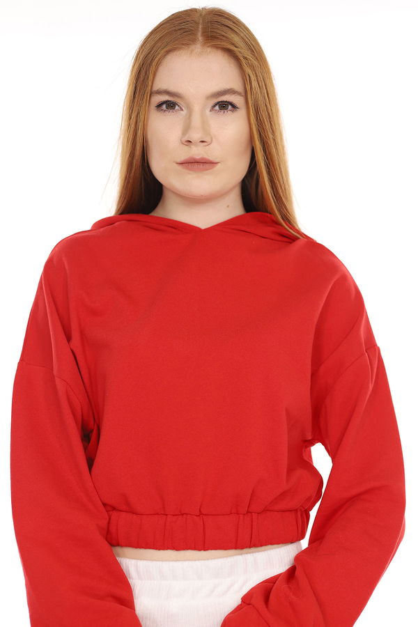 Kapüşonlu Mini Sweat Kırmızı Kapüşonlu Mini Sweat Kırmızı