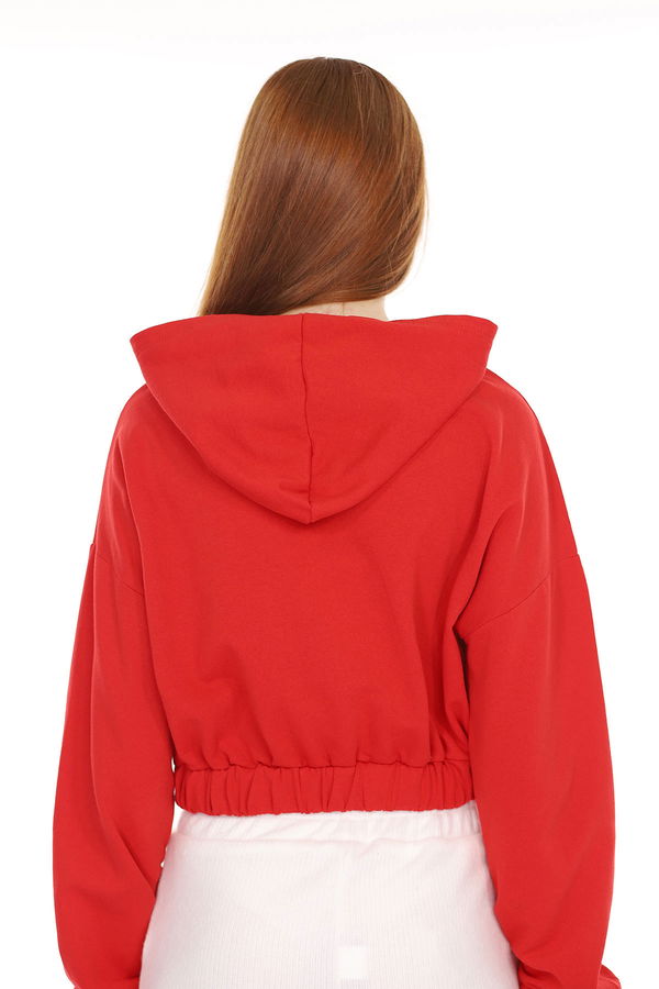 Kapüşonlu Mini Sweat Kırmızı Kapüşonlu Mini Sweat Kırmızı