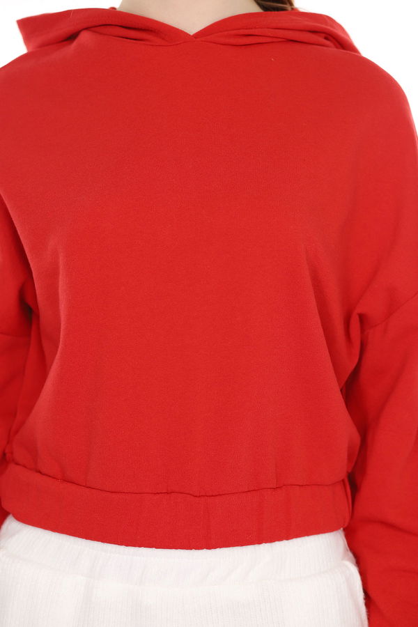 Kapüşonlu Mini Sweat Kırmızı Kapüşonlu Mini Sweat Kırmızı