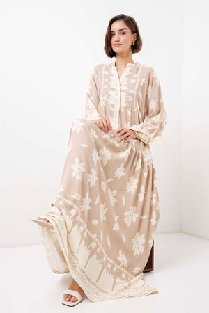 Gabria Ön Düğmeli Desenli Viskon Elbise TAŞ Gabria Ön Düğmeli Desenli Viskon Elbise TAŞ