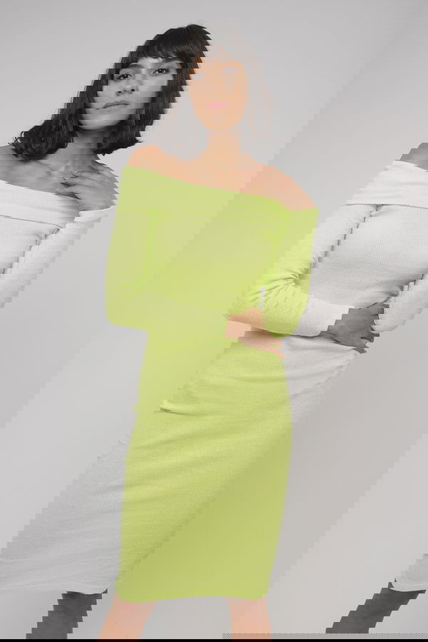 Gabria Kayık Yaka Fitilli Elbise Gabria Kayık Yaka Fitilli Elbise