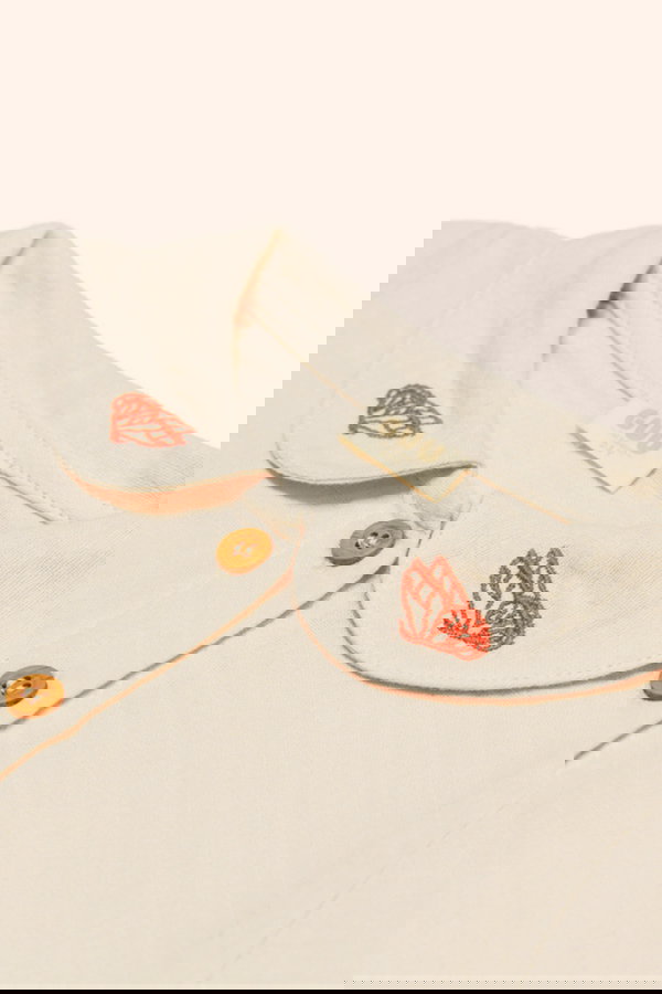 Kelebek Detaylı Organik Pamuk Müslin Bluz-Şort Takım EKRU
