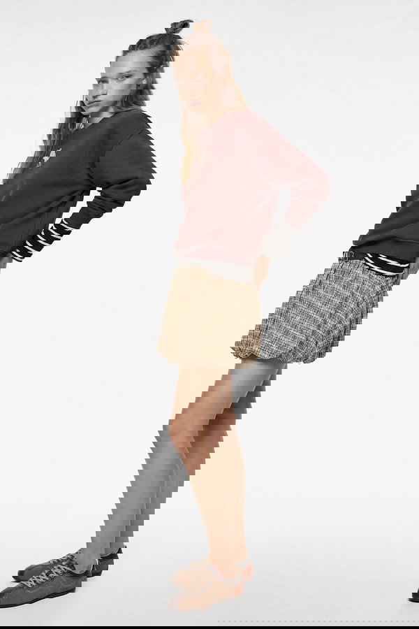 Koton Kemer Detaylı Ekoseli Rahat Kesim Mini Balon Etek KAHVERENGİ