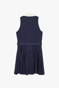 Koton Kemer Detaylı Viskon Kolsuz Klasik Yaka Düğmeli Puantiyeli Mini Elbise LACİVERT