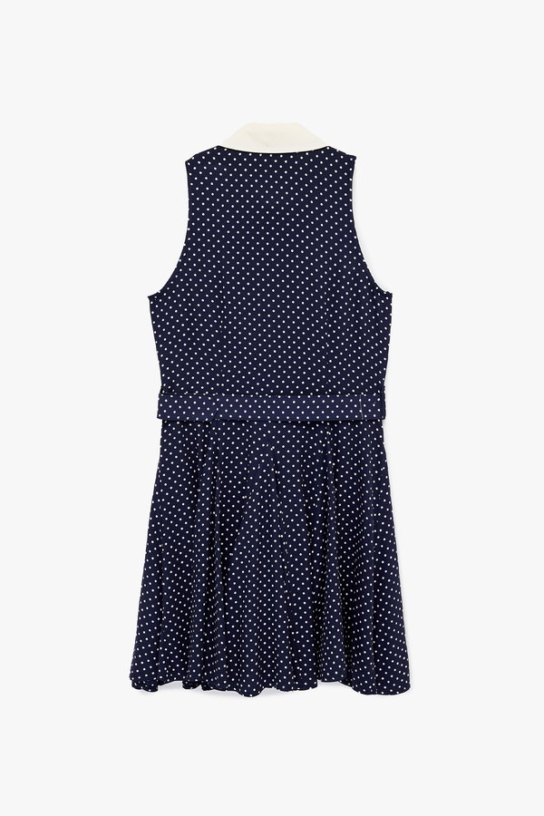 Koton Kemer Detaylı Viskon Kolsuz Klasik Yaka Düğmeli Puantiyeli Mini Elbise LACİVERT