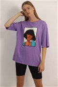 Kız Baskılı T-shirt lila