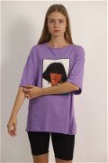 Kız Baskılı T-shirt lila