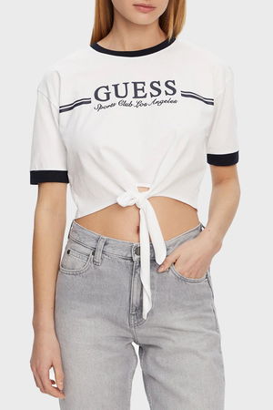 Guess Ön Bağlamalı Kadın T-shirt Beyaz