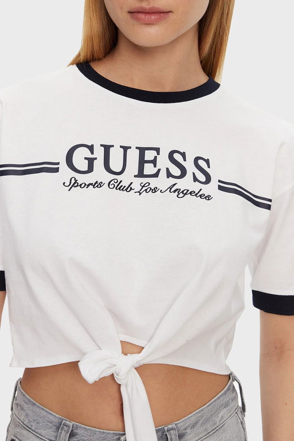Guess Ön Bağlamalı Kadın T-shirt Beyaz