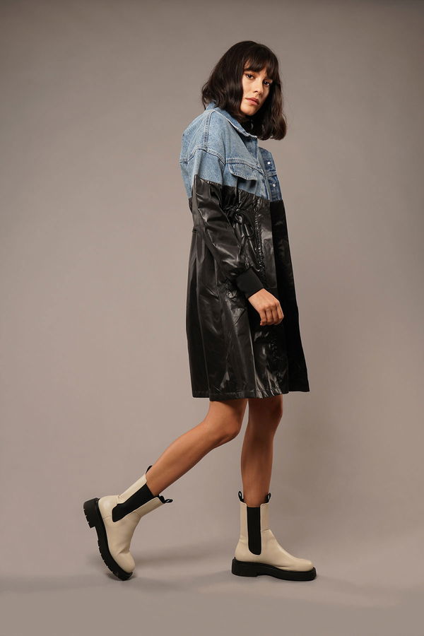 Kot Detaylı Trenchcoat SIYAH Kot Detaylı Trenchcoat SIYAH