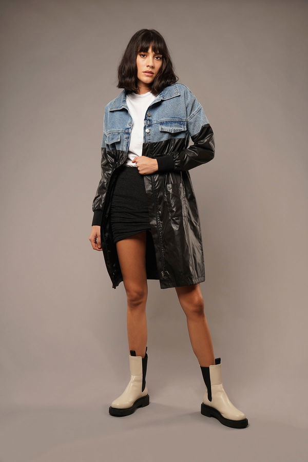 Kot Detaylı Trenchcoat SIYAH Kot Detaylı Trenchcoat SIYAH