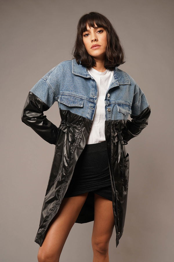 Kot Detaylı Trenchcoat SIYAH Kot Detaylı Trenchcoat SIYAH